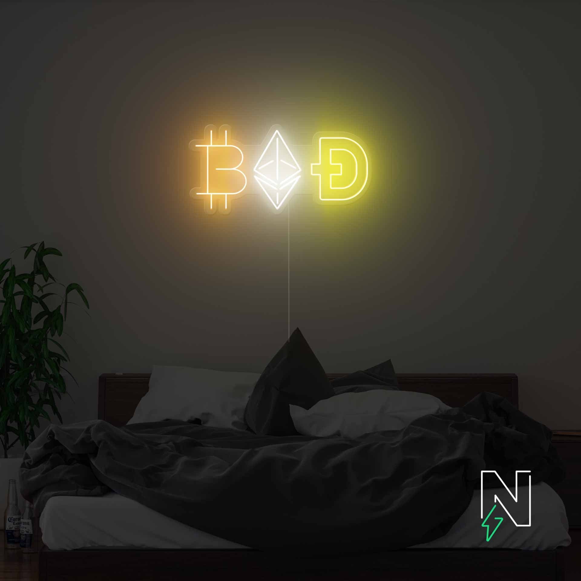 Crypto Coins Neon Sign