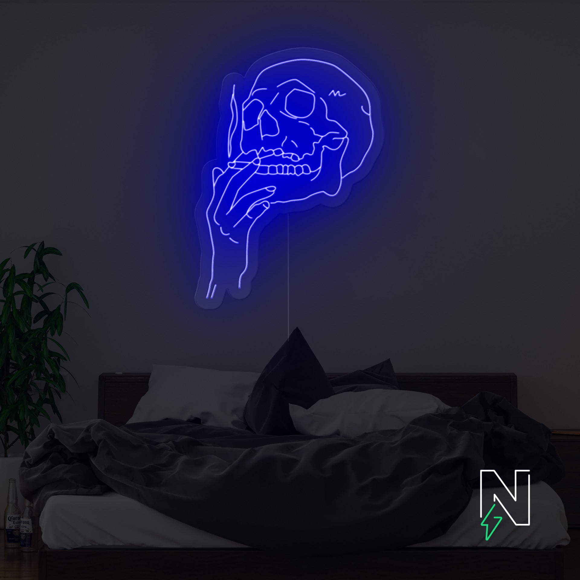 Smoking Skull Neon Sign