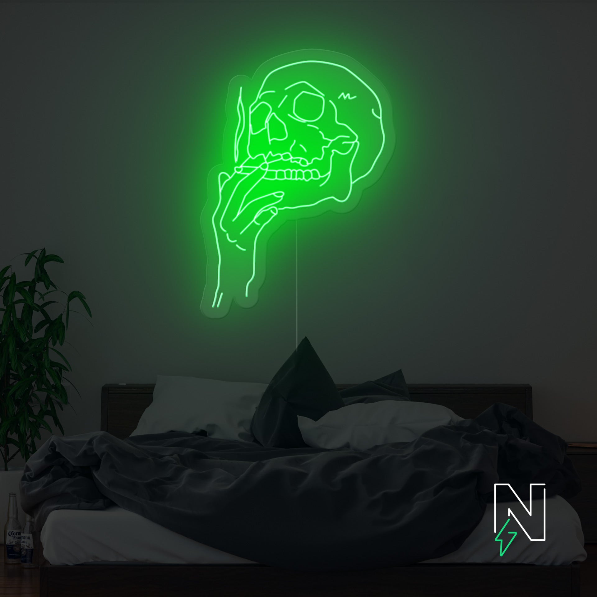 Smoking Skull Neon Sign