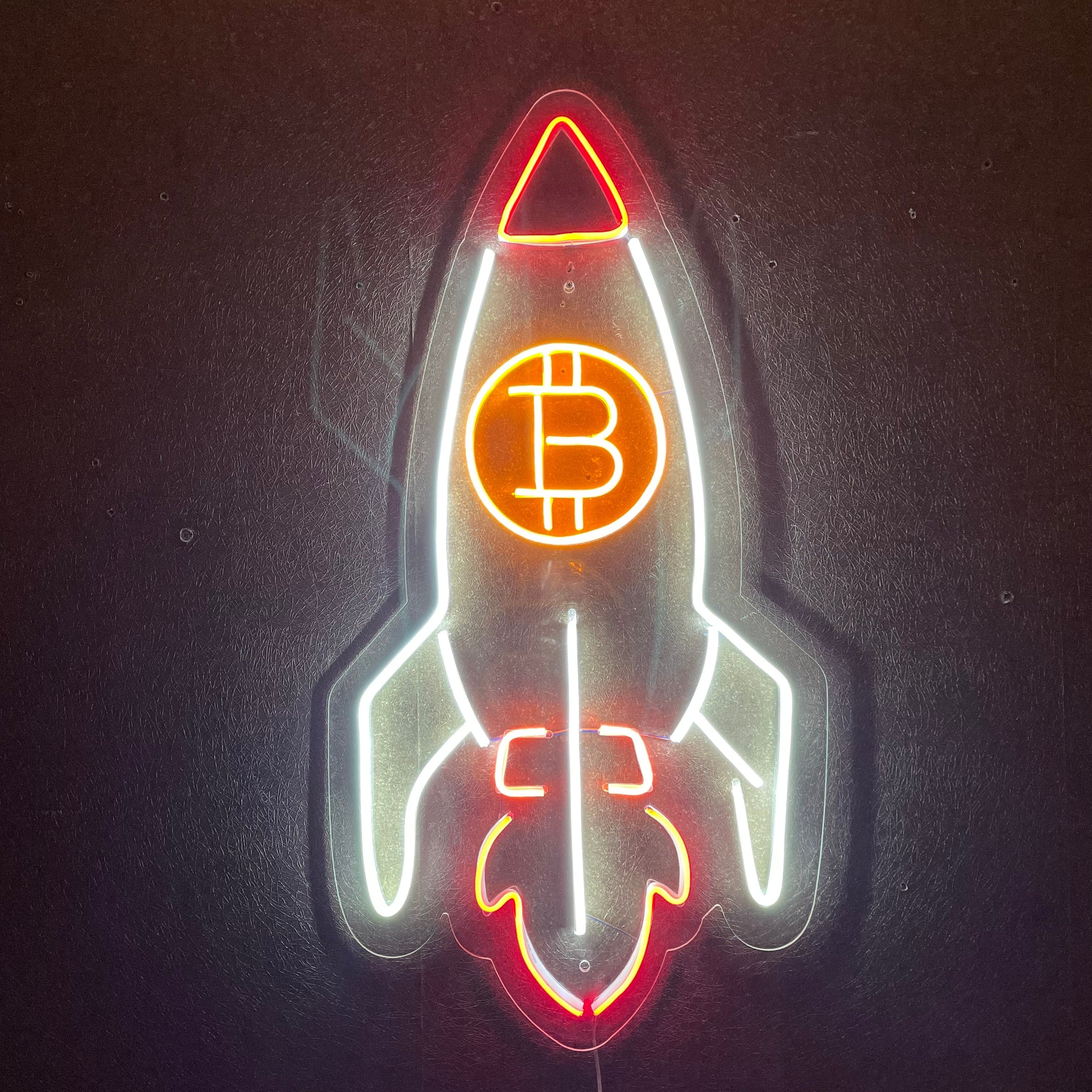 Bitcoin Rocket Neon Sign