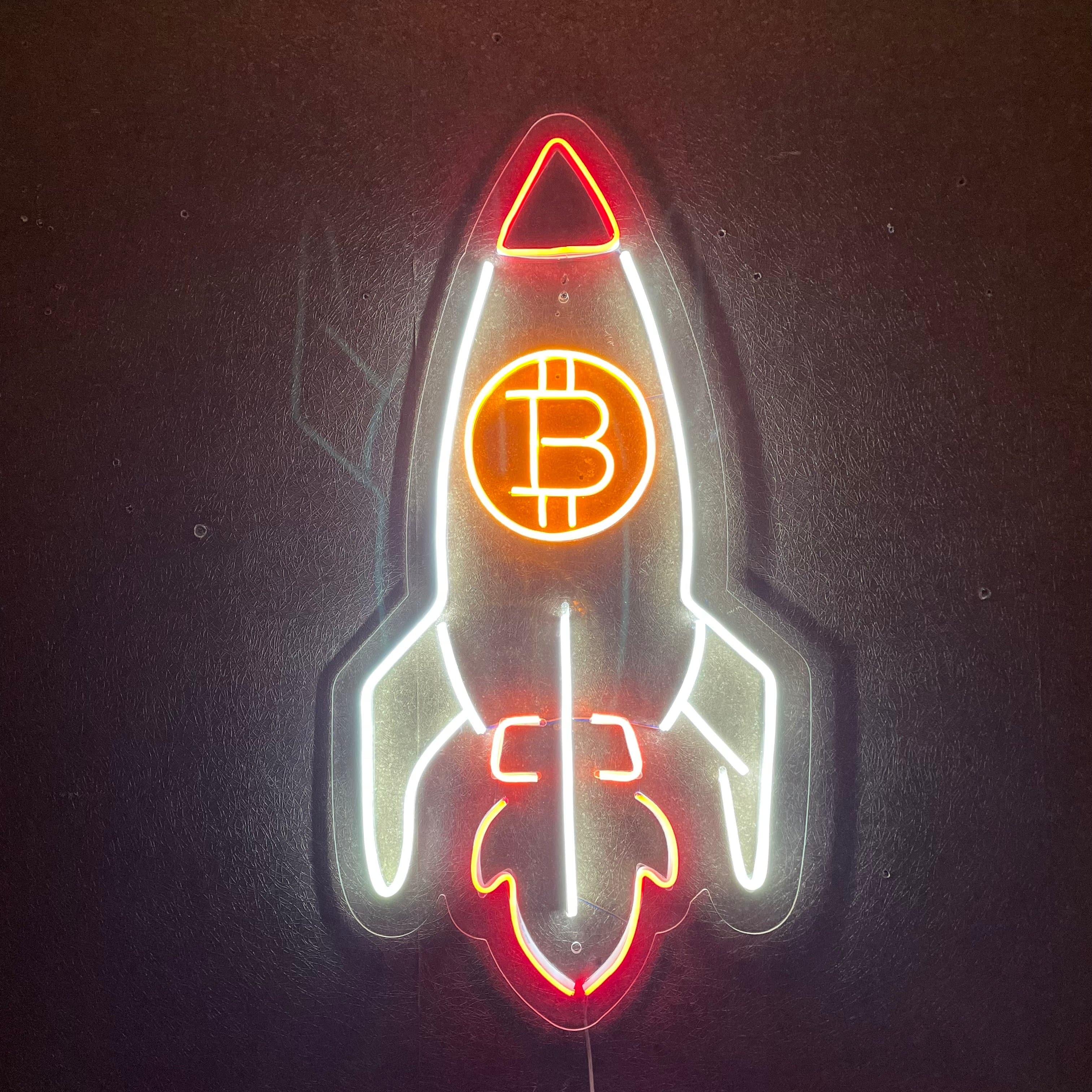 Bitcoin Rocket Neon Sign